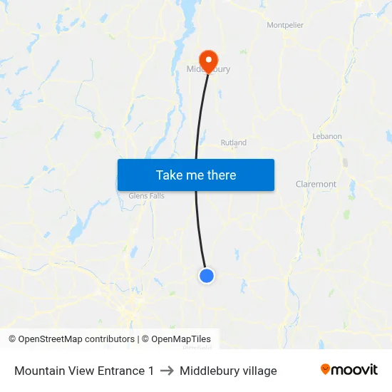 Mountain View Entrance 1 to Middlebury village map