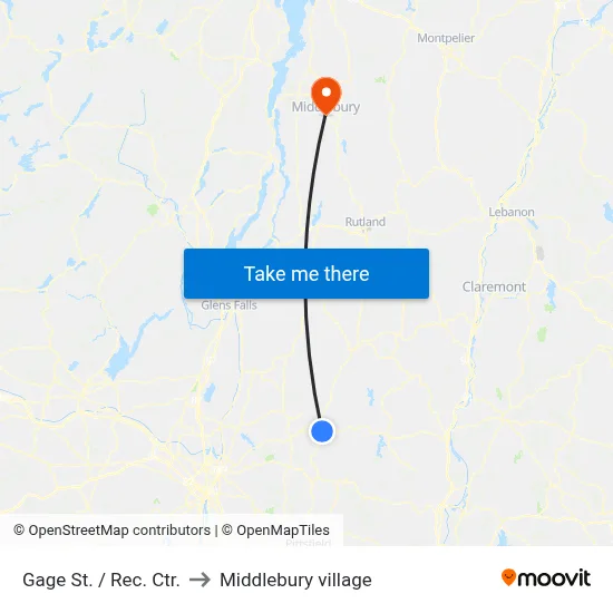 Gage St. / Rec. Ctr. to Middlebury village map