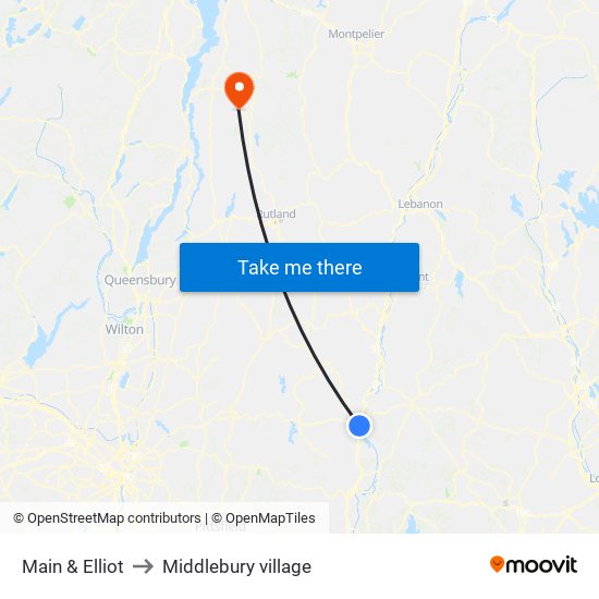 Main & Elliot to Middlebury village map