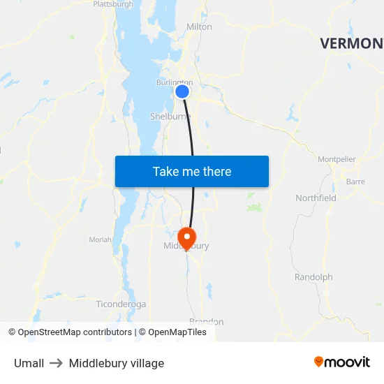 Umall to Middlebury village map