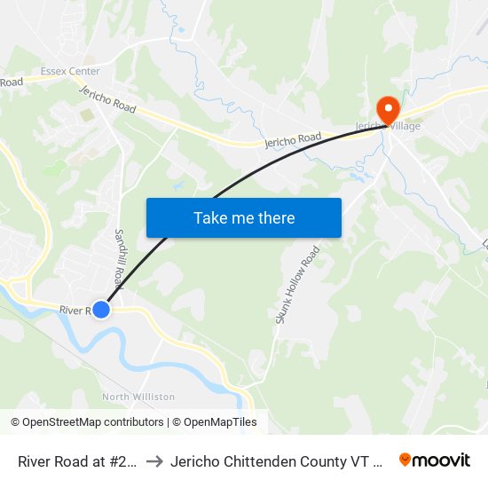 River Road at #213 to Jericho Chittenden County VT USA map