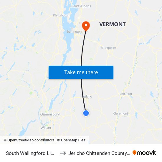 South Wallingford Limestone to Jericho Chittenden County VT USA map