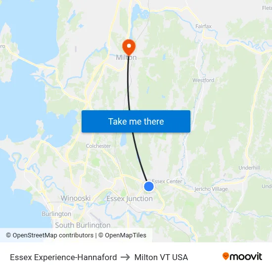 Essex Experience-Hannaford to Milton VT USA map