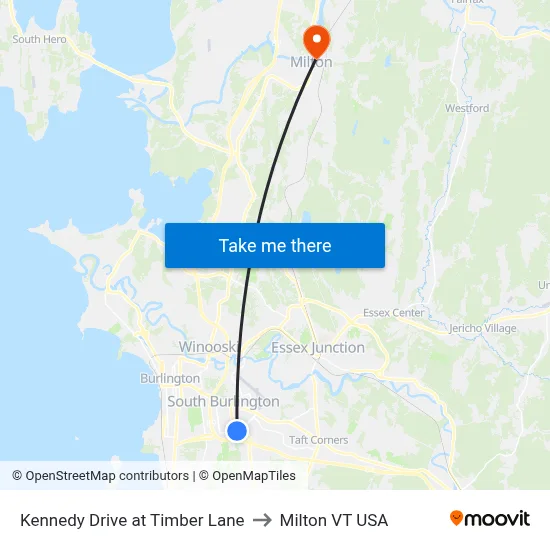 Kennedy Drive at Timber Lane to Milton VT USA map