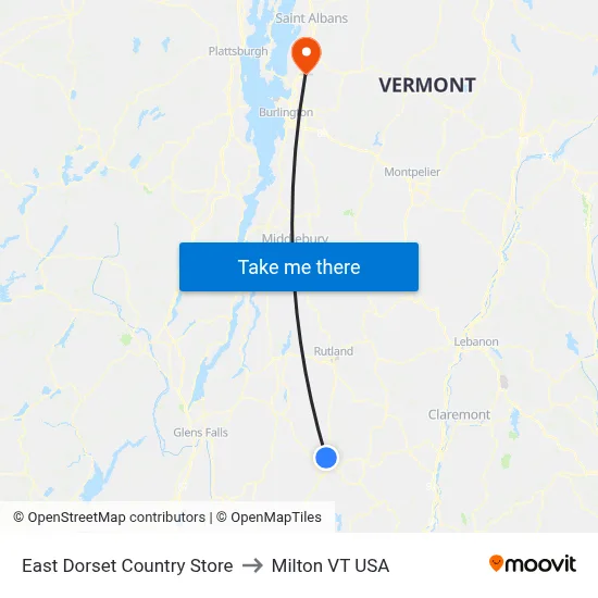 East Dorset Country Store to Milton VT USA map