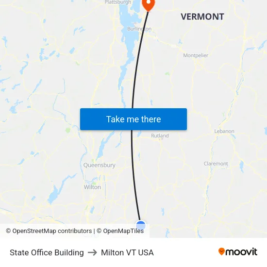 State Office Building to Milton VT USA map