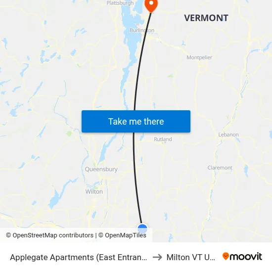 Applegate Apartments (East Entrance) to Milton VT USA map