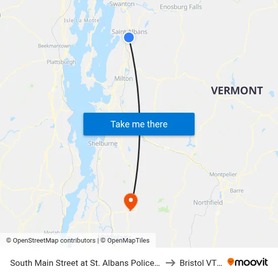 South Main Street at St. Albans Police Department to Bristol VT USA map