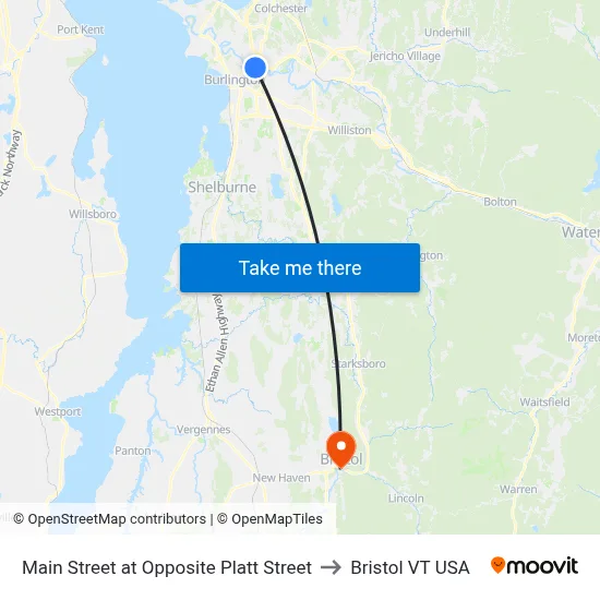 Main Street at Opposite Platt Street to Bristol VT USA map