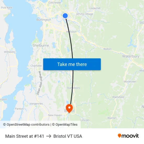 Main Street at #141 to Bristol VT USA map