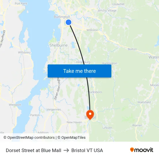 Dorset Street at Blue Mall to Bristol VT USA map