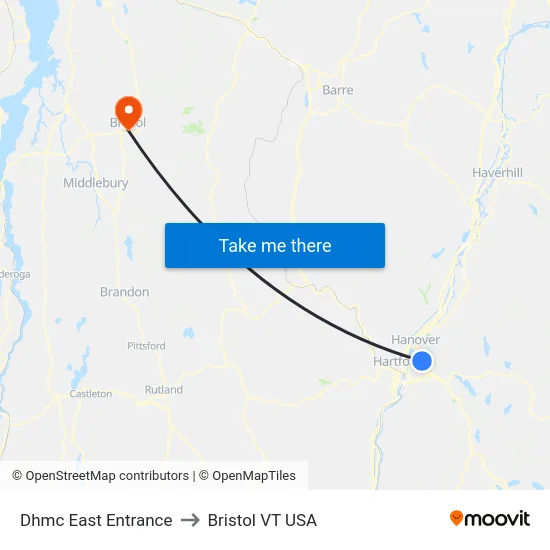 Dhmc East Entrance to Bristol VT USA map