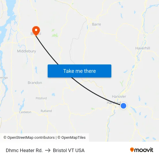 Dhmc Heater Rd. to Bristol VT USA map
