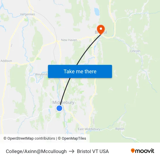 College/Axinn@Mccullough to Bristol VT USA map