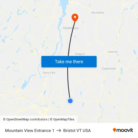 Mountain View Entrance 1 to Bristol VT USA map
