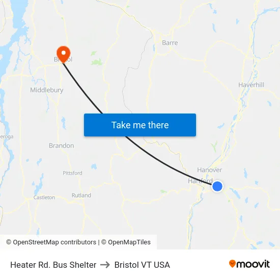 Heater Rd. Bus Shelter to Bristol VT USA map