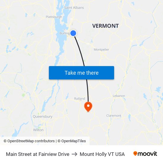 Main Street at Fairview Drive to Mount Holly VT USA map