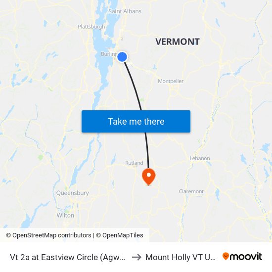 Vt 2a at Eastview Circle (Agway) to Mount Holly VT USA map