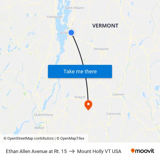 Ethan Allen Avenue at Rt. 15 to Mount Holly VT USA map