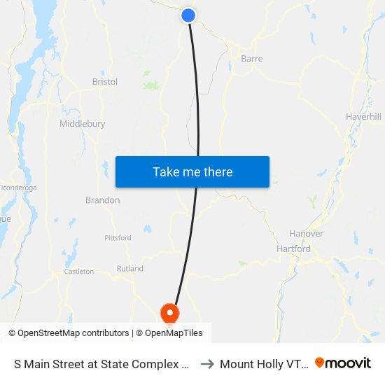 S Main Street at State Complex Entrance to Mount Holly VT USA map