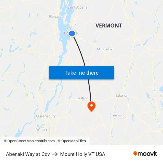 Abenaki Way at Ccv to Mount Holly VT USA map