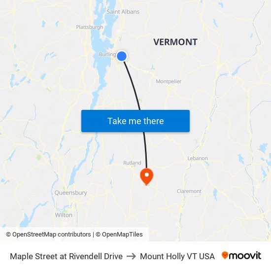 Maple Street at Rivendell Drive to Mount Holly VT USA map