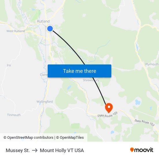 Mussey St. to Mount Holly VT USA map