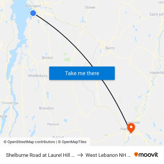 Shelburne Road at Laurel Hill Drive to West Lebanon NH USA map