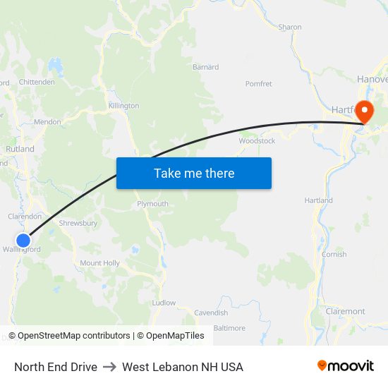 North End Drive to West Lebanon NH USA map