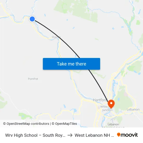 Wrv High School – South Royalton to West Lebanon NH USA map