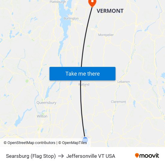 Searsburg (Flag Stop) to Jeffersonville VT USA map