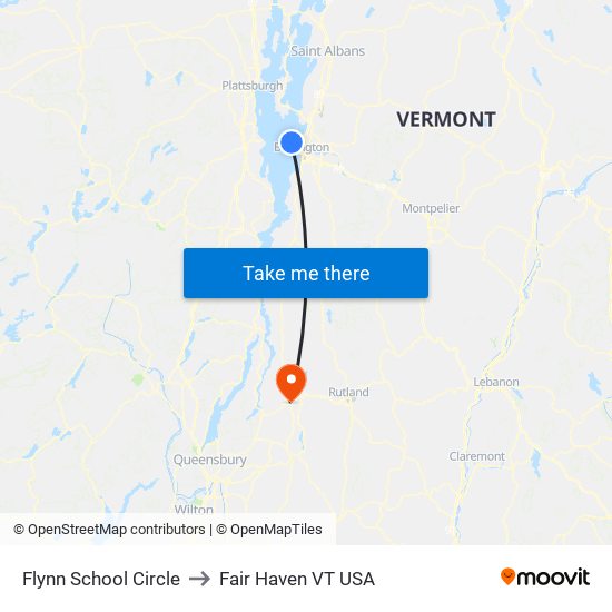 Flynn School Circle to Fair Haven VT USA map