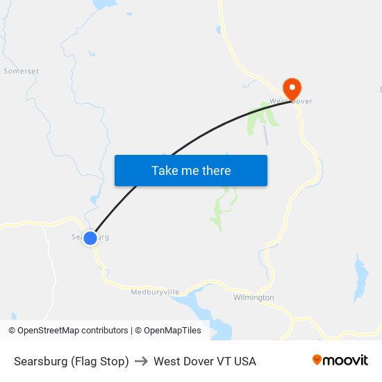 Searsburg (Flag Stop) to West Dover VT USA map