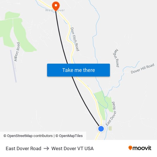East Dover Road to West Dover VT USA map