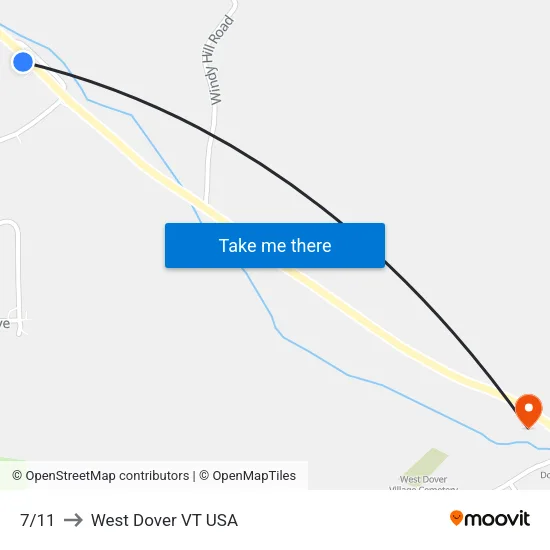 7/11 to West Dover VT USA map