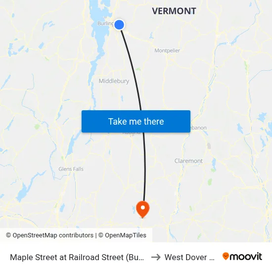 Maple Street at Railroad Street (Bushey's Sunoco) to West Dover VT USA map