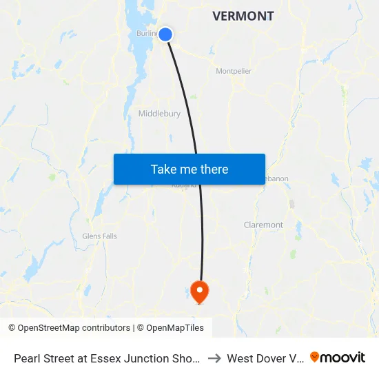 Pearl Street at Essex Junction Shopping Center. to West Dover VT USA map