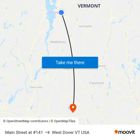 Main Street at #141 to West Dover VT USA map
