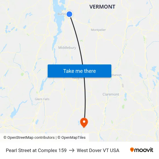 Pearl Street at Complex 159 to West Dover VT USA map