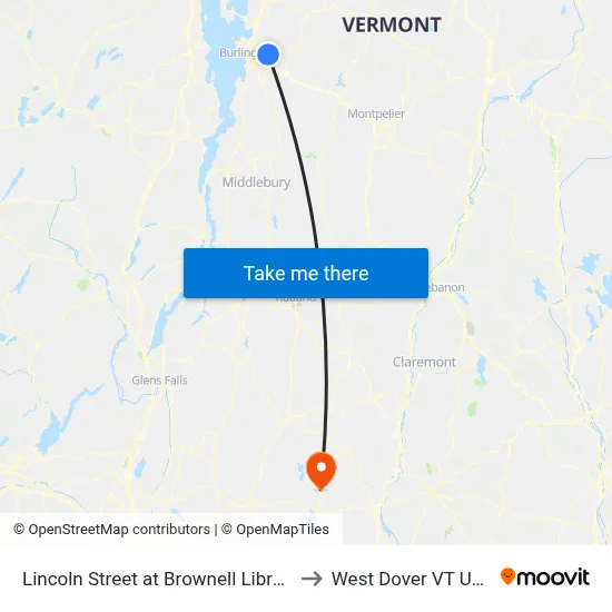 Lincoln Street at Brownell Library to West Dover VT USA map