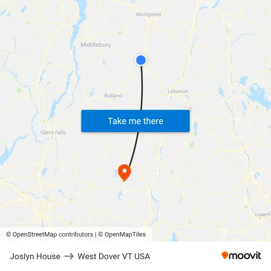 Joslyn House to West Dover VT USA map