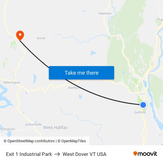 Exit 1 Industrial Park to West Dover VT USA map