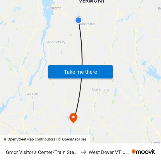Gmcr Visitor's Center/Train Station to West Dover VT USA map