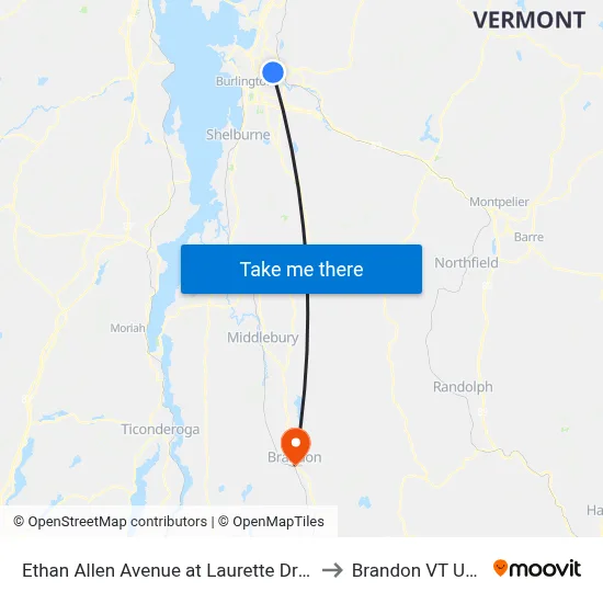 Ethan Allen Avenue at Laurette Drive to Brandon VT USA map