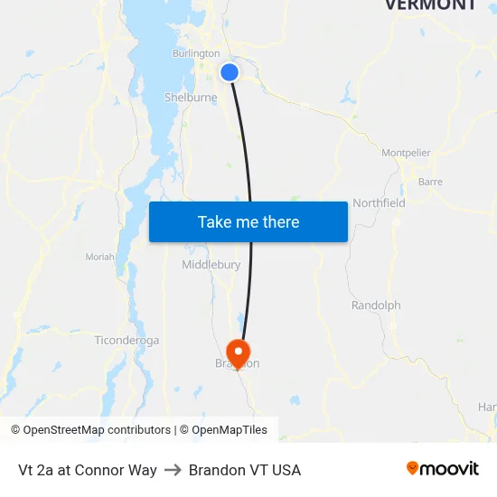 Vt 2a at Connor Way to Brandon VT USA map