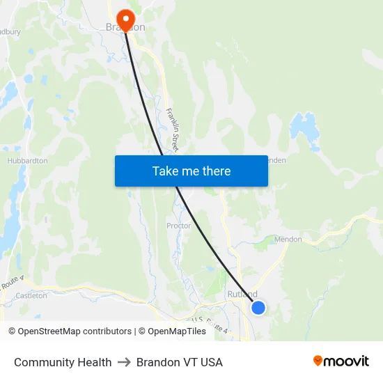 Community Health to Brandon VT USA map