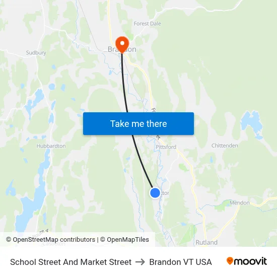 School Street And Market Street to Brandon VT USA map