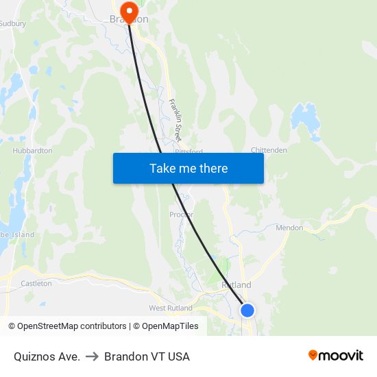 Quiznos Ave. to Brandon VT USA map