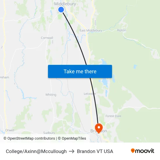 College/Axinn@Mccullough to Brandon VT USA map