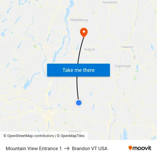 Mountain View Entrance 1 to Brandon VT USA map